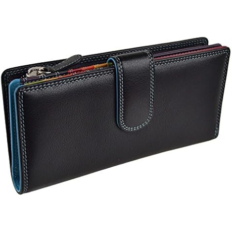 Ladies Leather Tabbed Purse/Wallet by Golunski; Graffiti Gift Box Bright Colours (Black/Tropical) Cover