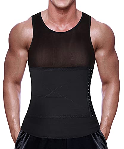 LaLaAreal Herren Body Shaper Gürtel Bauchkontrolle Taillenformer Kompression Korsett Vollkörper Schlankheitsweste Hemd, Schwarz XXL Cover