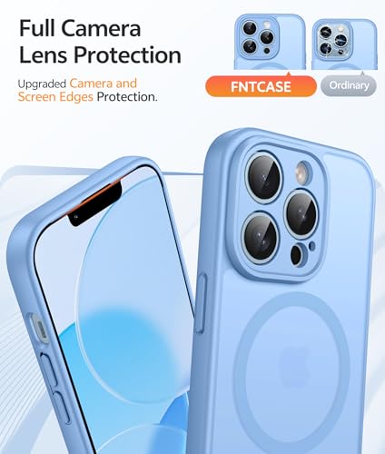 Image of FNTCASE for iPhone 13 Pro Max Case: [Compatible with Magsafe] Translucent Matte Magnetic Phone Cover - Military Grade Drop Protection Shockproof Protective Cases - Light Blue