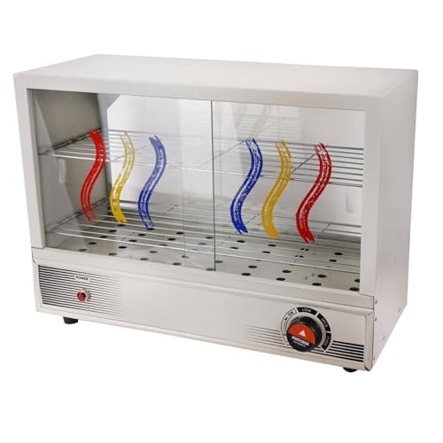Image of Drumstone (𝟏𝟓 𝐘𝐞𝐚𝐫𝐬 𝐰𝐚𝐫𝐫𝐚𝐧𝐭𝐲) 650W Commercial Food Warmer | Hot Case Display with Dual Sliding Glass, Teflon-Coated Interior | Keeps Patties, Snacks, Bakery Items Warm & Fresh