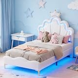 DADEA Cama de Niña Princesa LED, Sin colchón