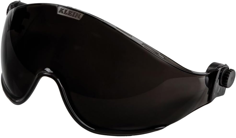 Klein Tools 60515 Safety Helmet, Non-Vented Class E with Rechargeable Lamp and Chin Strap & VISORGRAY Hard Hat Visor, Gray Tinted, fits Klein Tools Safety Helmets