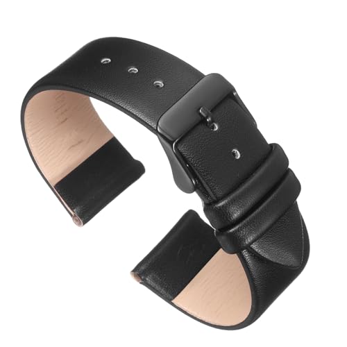QUARKZMAN Uhrenarmband 22mm Leder mit Schwarz Edelstahl Schnalle, Uhrenarmbänder Vintage Ersatzarmband für Smartwatch Universal Uhr Elegantes Damen Herren (Schwarz)