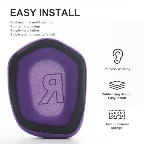 G733 Almohadillas de Tela de Malla Reemplazo para Auriculares Compatible con Logitech G733 Lightspeed RGB Inalámbrico Almohadillas de Memoria de Alta Densidad - Morado miniatura 4