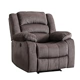 EBELLO Classic Power Recliner Chair, Oversized Electric Overstuffed Reclining Chair with Soft Cushion and Back, Sofa with Comfortable Armchair, Brown