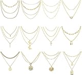 collares largos de moda 2018 ◆ COLLARES EN CAPAS ◆ - Nuestro conjunto de collares de cadena en capas de 12 piezas incluye collar con candado, collar de mariposa, collar cruzado, collar de perlas de imitación, collares con colgante de disco, que son súper modernos para combinar con diferentes estilos según sus preferencias, como falda, vestido de cena, camisa , camiseta u otros conjuntos.