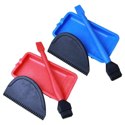 Generic 1/2 Sets Wood Glue Applicator - 3 Pcs Silicone Woodworking Glue Applicator Set, Woodworking Glue Brush Tool Kit | Silicone Soft Glue Brush Flat Scraper Glue Tray Gluing Scraper for Art Crafts