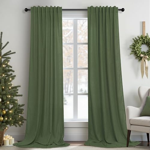 Pitalk Olive Green Curtains 96 Inches 8 FT Long for