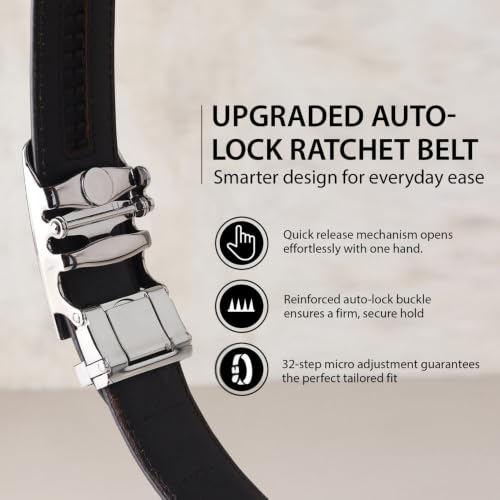Image of HAYES LONDON Leather Ratchet Belt for Men | Adjustable No-Holes | Customizable Fit, Stylish & Effortless Buckle | Formal & Casual Wear Belts