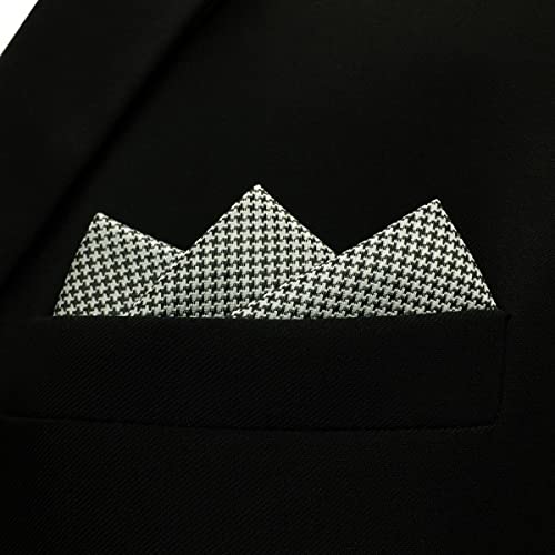 Shlax&Wing Houndstooth Black White Mens Pockt Square Silk Business Hanky #TOP3