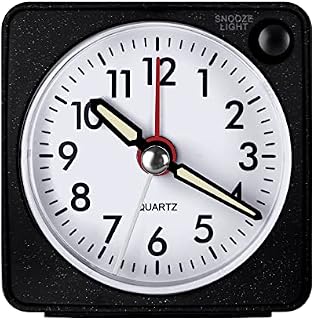 Vicloon Mini Size Alarm Clock, Silent Alarm Clock, No Ticking Battery Powered Bedside Clocks, Bedroom Alarm Clock with Snooze and Night Light for Bedroom, Office, Kitchen (Battery not included)