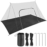 SGZIOO Moskitonetz Reise, 240x140x110cm, Mosquito Netz Reise, Leicht M&uuml;Ckennetz Bett, Mosquito Netz Bett mit Rei&szlig;Verschluss, Moskitozelt f&uuml;r Wandern Camping Angeln Garten Outdoor, Satteldach-Schwarz