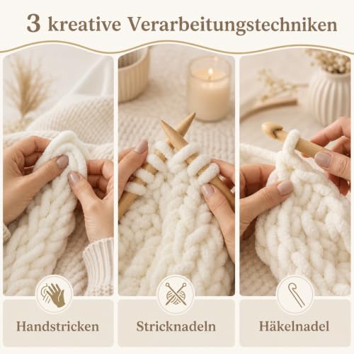 Bafeil Super Weiches Chenille Strickgarn 2x250g Weiß – Bild 4