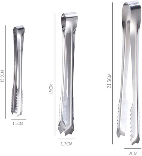 Miniatura 2 de 1 pinza de hielo de acero inoxidable, pinzas para servir para hielo, pinzas para pan antiadherentes, pinzas para servir con dientes para cocina (L)