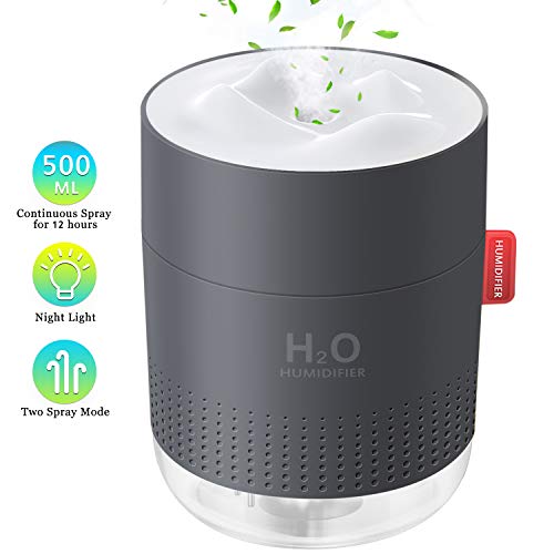 FoPcc 500ml Portable Humidifier, Mini Cool Mist Humidifier with Night Light, USB Personal