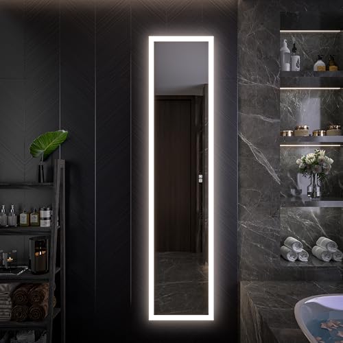 16 X 70 Full Body Lighted Medicine Cabinet with Mirror with Dimmable Front&Backlit, Outlets, Sensor Light, 5 Adjustable Shelves, Surface/Recessed Mounted Aluminum LED Medicine Cabinet for Bathroom