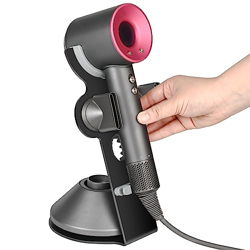 YCHF Supersonic Hair Dryer Holder for Dyson,Blow Dryer Holder,Hair Dryer Holder for Dyson SupersonicAluminum Alloy Bracket, Bathroom Organizer,Size: 27.5cm x14cm x 16.4cm (Black)