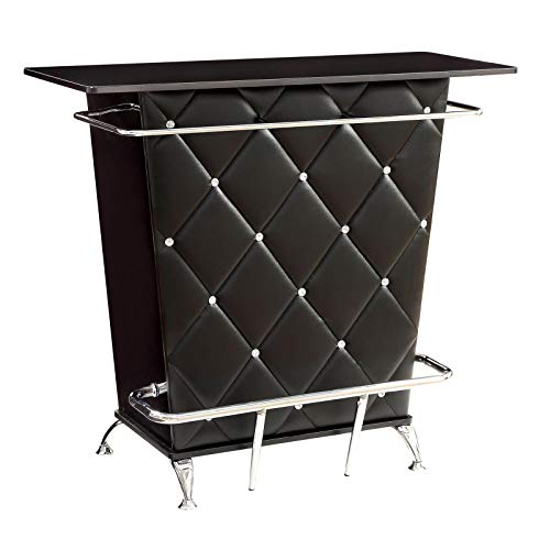 Benjara-Benzara-Contemporary-Style-Leatherette-Padded-Bar-Table-With-Button-Tufting-Black Benjara Benzara Contemporary Style Leatherette Padded Bar Table With Button Tufting Black