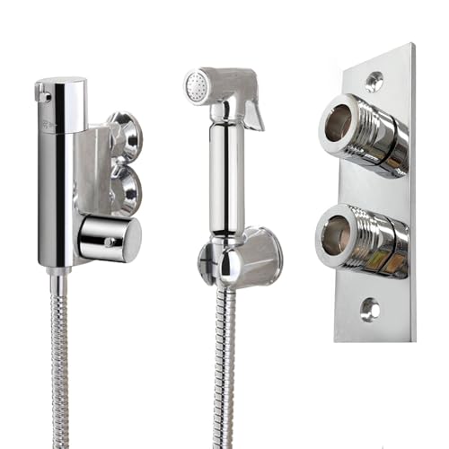 Nes Home Chrome Bidet Douche Mini Thermostatic Bar Valve, Spray Kit, Plate Bracket