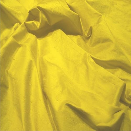 Silk Dupion Fabric, 100% Silk Yarn, 112cm Wide, Luxurious Slub Texture, for Fashion and Soft Furnishings, Multiple Colours (Daffodil (49), Sample (15 cm x 15cm))