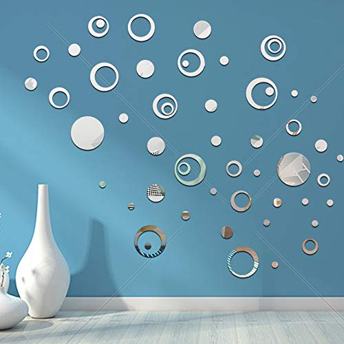 CUNYA Lot de 56 stickers muraux ronds en acrylique 3D pour décoration de chambre, salon, salle de bain Cover