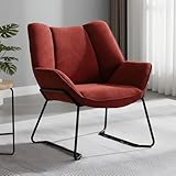 chairus Poltrona Salotto Poltrona Imbottite in Tessuto Poltroncina da Salotto con Braccioli Poltrone Moderne con Gambe in Metallo per Soggiorno/Camera da Letto, Rosso