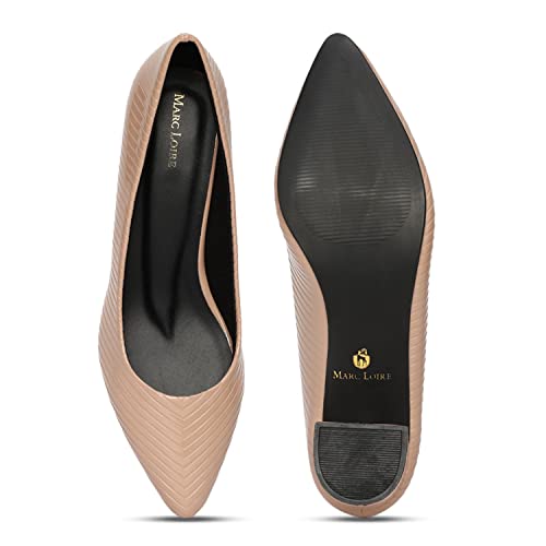 Image of Marc Loire Women's Self Design Comfortable Slip-on Casual Pointed Toe Block Pumps Heels