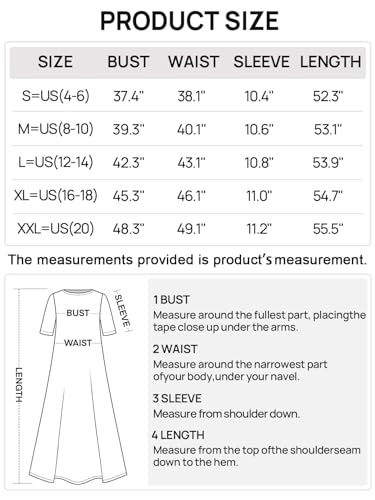 Merokeety CASUAL MAXI DRESSES Women'S 2024 Casual Half Sleeve Maxi Dress Basic Crewneck Flowy A Line Long T Shirt Dress thumb #4