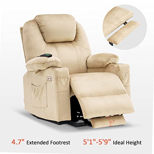 Mcombo Medium Power Lift Recliner Chair Sofa With Massage And Heat For Elderly, 3 Positions, Cup Holders, And Usb Ports, 2 Side Pockets, Fabric 7040 (Medium, Beige) #TOP3