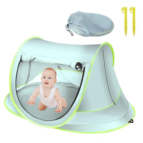 Portable Beach Pop up Tent with UPF 50+ Sun Protection - Foldable UV Shelter Umbrella for Family, Yard, Picnic, Garden, Hiking (Blue)