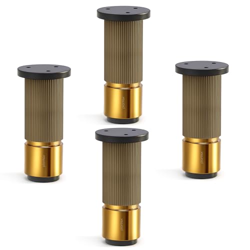 Image of Plantex 4 Inch Sofa Leg for Bed Furniture /Aluminium Sofa Leg for Table /Support Legs /Furniture Leg - Pair of 2 (4 Piece) (DTS-77, Brass Antique & Gold)