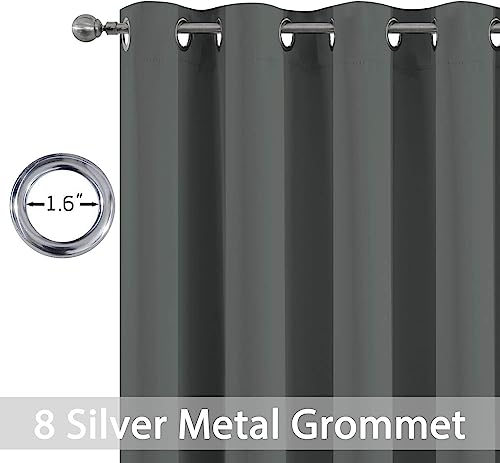 Yakamok Blackout Curtains Room Darkening Thermal Insulated Window Panels,Solid Grommet Top Drapes for Bedroom/Living Room(52Wx90L, Dark Grey, 2 Panels)