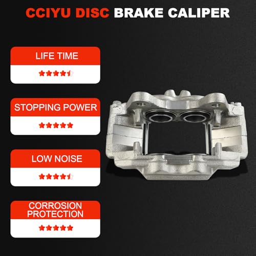 Image of cciyu Front Left Disc Brake Caliper Assembly without Bracket For Lexus For GX460 V8 4.6L 2014-2020, For Toyota For 4Runner V6 4.0L 2014-2020 Replace# 14144306 Front Driver Side