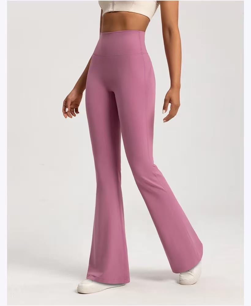 Women's High Waisted Nude Feeling Cinching Belly and Lifting Buttocks Bell Bottom Pants Elastic Yoga Pants