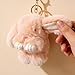 HUBAI Fuzzy Bunny Keychain with Tin Box, Cute Soft Easter Gift Plush Keychain for Backpack, Bag Charm Gift Key Chain (Pink)