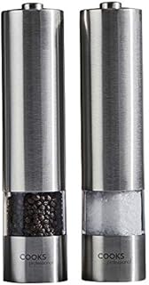 Cooks Professional Electric Automatic Salt & Pepper Mill Set with Adjustable Grinding, Easy to Refill, One Touch Button Condiment Grinder (Graphite)