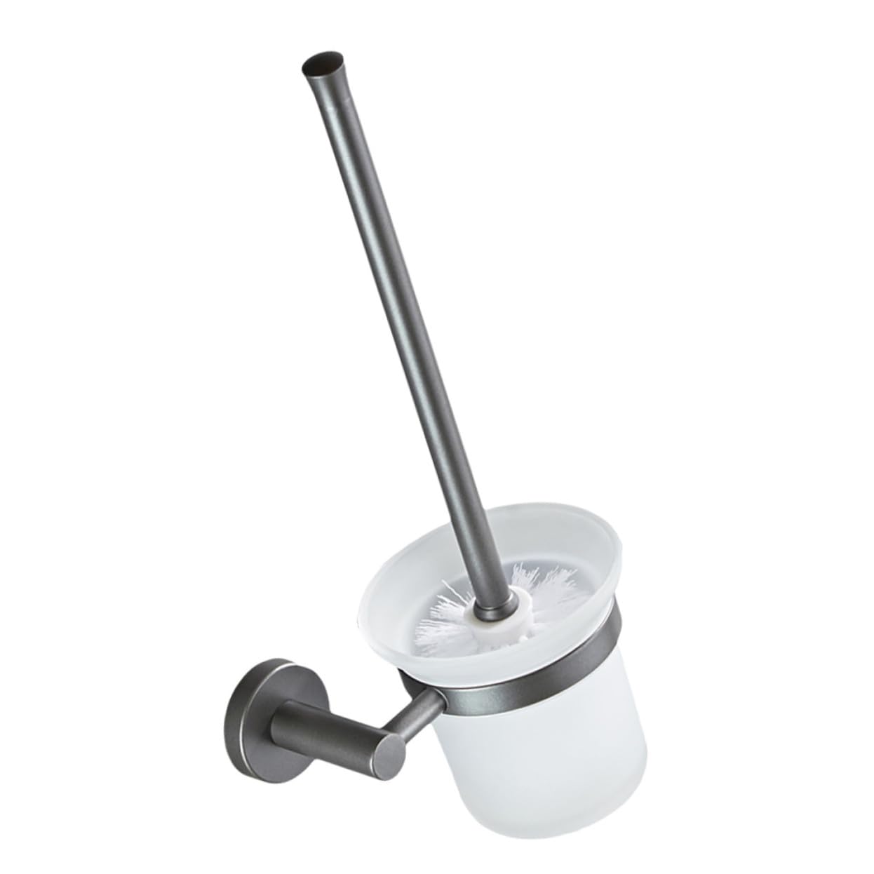 HEMOTON Cepillo de Baño Diseño Simple y Duradero para Inodoro de Mango Largo con Base de Vidrio, Montado en Pared para Limpieza Óptima del Baño