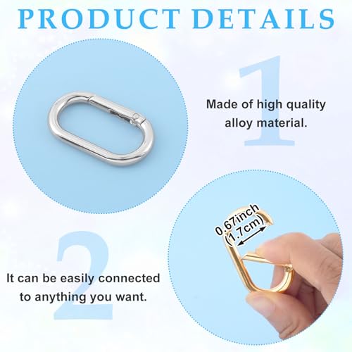 Image of Oval Spring Ring Clips, Metal Keyring Purse Clip