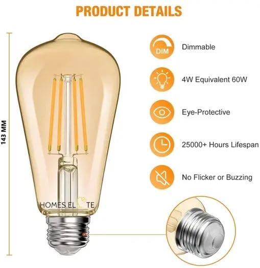 Image of kinis Vintage Style Incandescent Light Bulbs /Bulb for Wall Light /Bulb for Hanging Light /Bulb for Pendant Light /Bulb for Chandelier /Bulb for Decorative Lights (KIN-ST64 Bulb, Pack of 3)