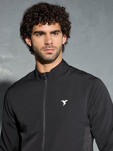 Image of TECHNOSPORT Men's Regular Fit Plus Size Solid Active Jacket With Techno Lite, UPF50+ Sun Protection