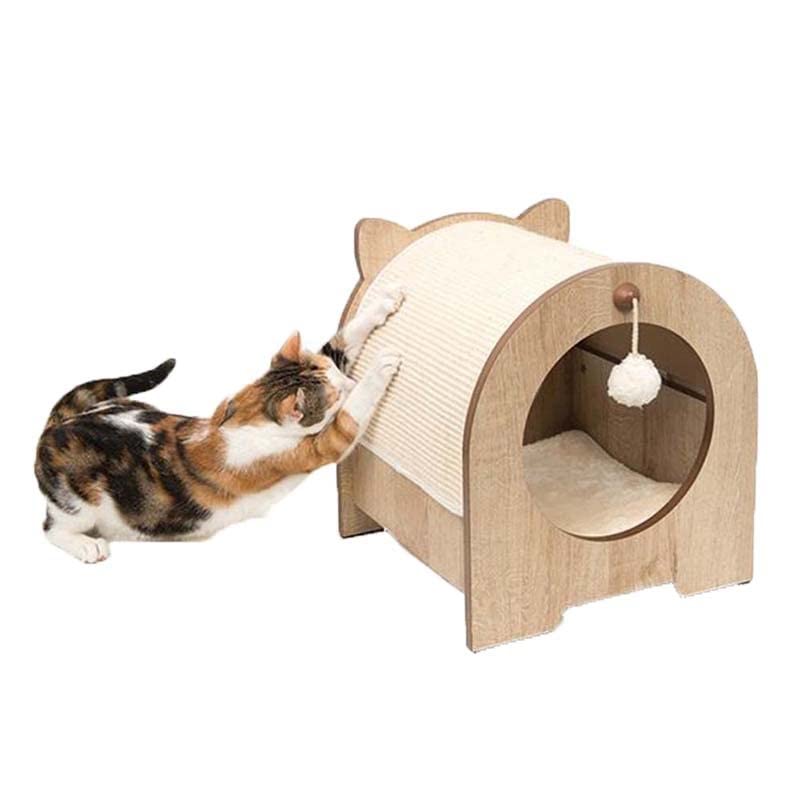 Cadre d'escalade chat avec planche à gratter en sisal et litière intégrée