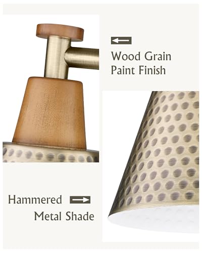 Image of FEMILA Bathroom Light Fixtures, 2-Light Bathroom Vanity Lights Over Mirror, Antique Gold Wall Sconces, Hammered Metal Shade, 4FG59B-2W BG