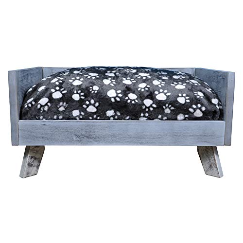 Iconic Pet Sassy Paws Raised Wooden Pet Bed With Removable Cushion For Dogs & Cats In Varying Sizes & Colors #TOP1