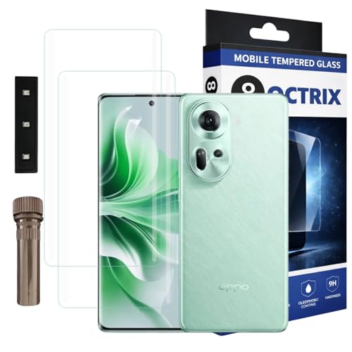 Image of Curved UV Tempered Glass Screen Protector for Oppo Reno 11 Pro | Transparent | Pack of 2 | Full Screen Coverage with UV Installation Kit