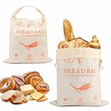 HOYEEFOU 2-Pack Reusable Beeswax Bread Bags for Homemade Bread & Sourdough,100% Linen Waxed Bags Keeps Fresh Longer,XL Eco-Friendly Fresh Food Storage,Freezer Safe
