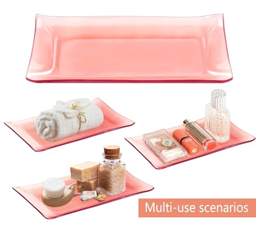 Haturi Bathroom Accessories Set, 4 Pcs Pink Glass Bathroom Accessories Sets Complete w/Lotion Soap Dispenser, Toothbrush Holder, Apothecary Jar, Vanity Tray, Bathroom Decor, Gift for Home Apartment by Haturi - Image 4
