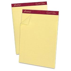 20022 Ampad Gold Fibre Narrow Ruled Prem Writing Pads - 50 Sheets - 16 lb Basis Weight -