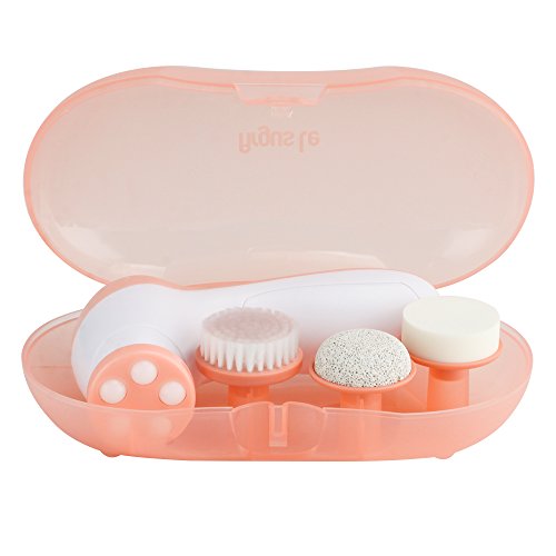 Argus Le Travel Case Kit 4in1 Multifunction Brush Heads Portable Facial & Body Cleansing Brush Deep Cleaning Face Brush Massager Facial Scrubber-Pore Cleansing System-Acne Treatment-Pinky (Pink4)