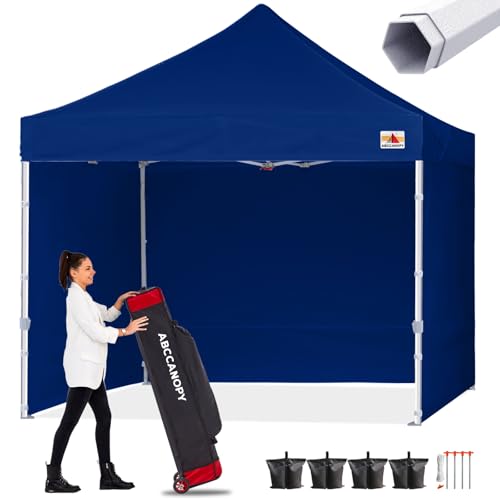ABCCANOPY 10x10 ft Pop Up Canopy Tent Commercial Instant Outdoor Canopy Premium-Series with 3 Sidewalls and Hexagonal Legs,Navy Blue
