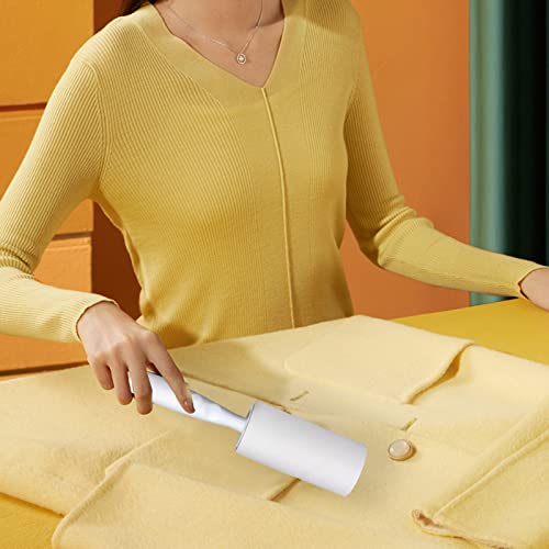Oiamker Fusselrolle 12 Rollen mit 2 Abroller 2 Staubschutzhülle, Extra Klebrige Fusselrolle Kleidung, Fusselroller für Kleidung, Haare, Katzenhaare, Hundehaare, 60 Blatt/Rollen